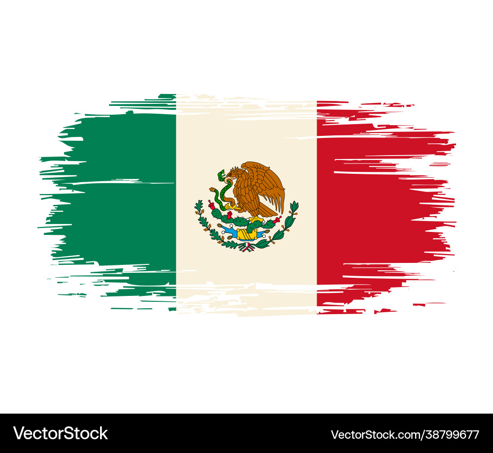 Mexican Flag Grunge Brush vector image