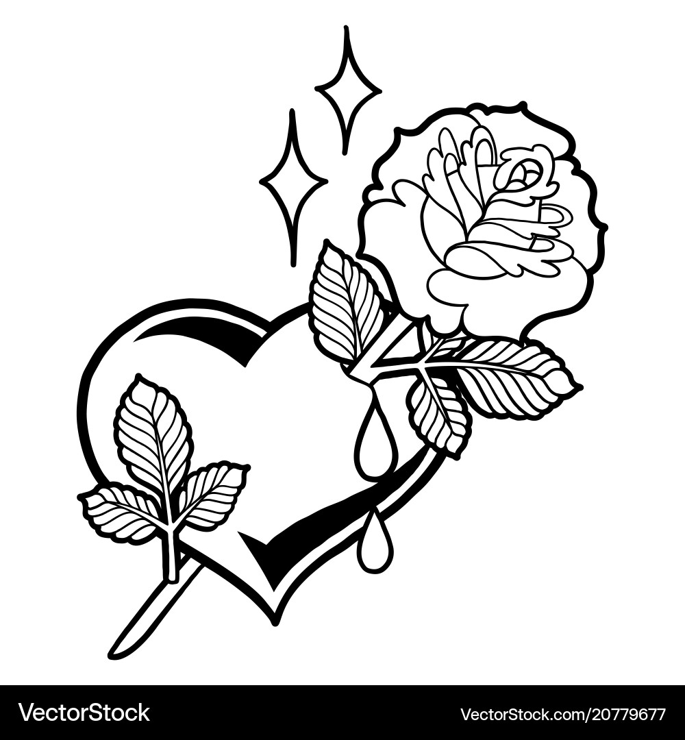 Rose Heart Tattoo Vector Image