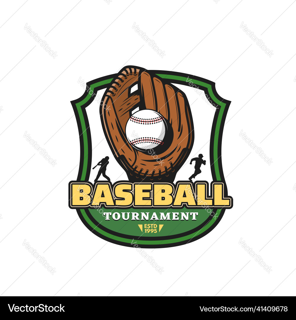 Baseball-Team-Turnier-Ikone mit Ball in Handschuh Baseball-Team-Turnier-Ikone mit Ball in Handschuh vektorbild