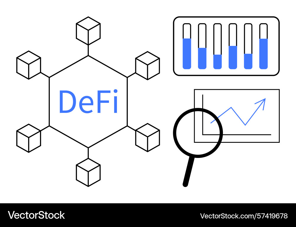 Decentralized finance network with blockchain Decentralized finance network with blockchain vector image