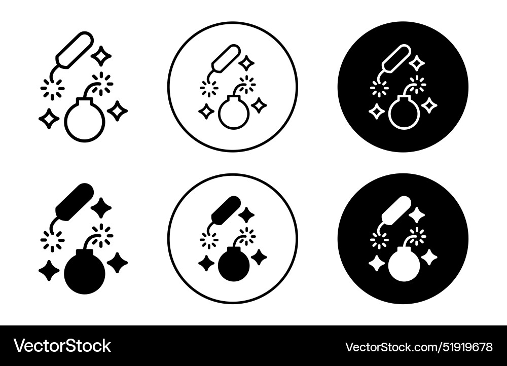 Explosive firecracker icon collection of outline Explosive firecracker icon collection of outline Vector Image