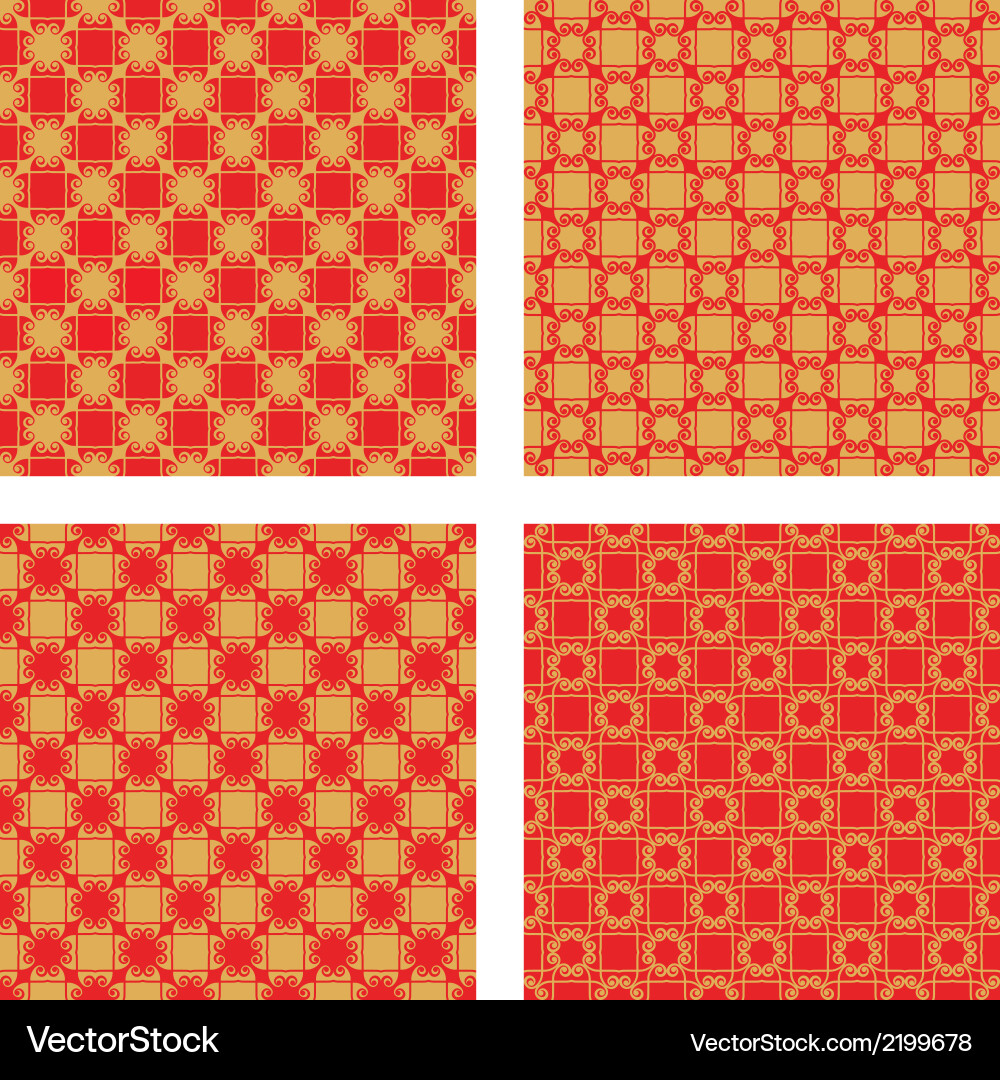 Golden Red Repeating Pattern vector image