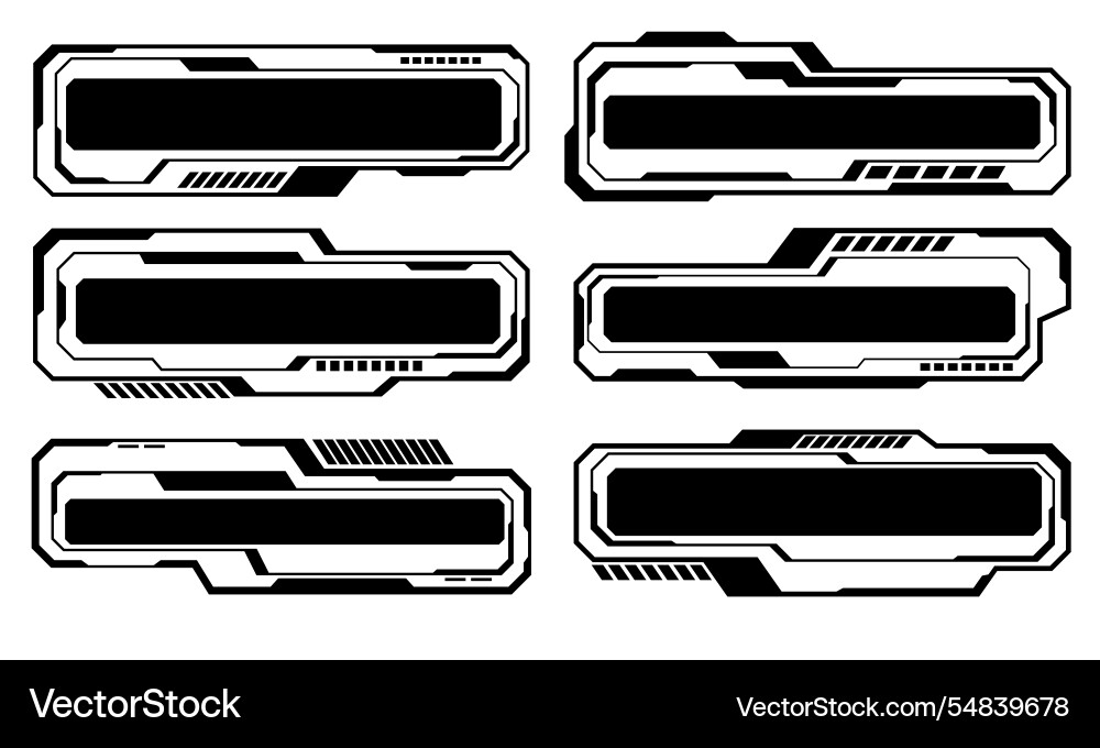 Hud frames black user interface elements design Hud frames black user interface elements design vector image