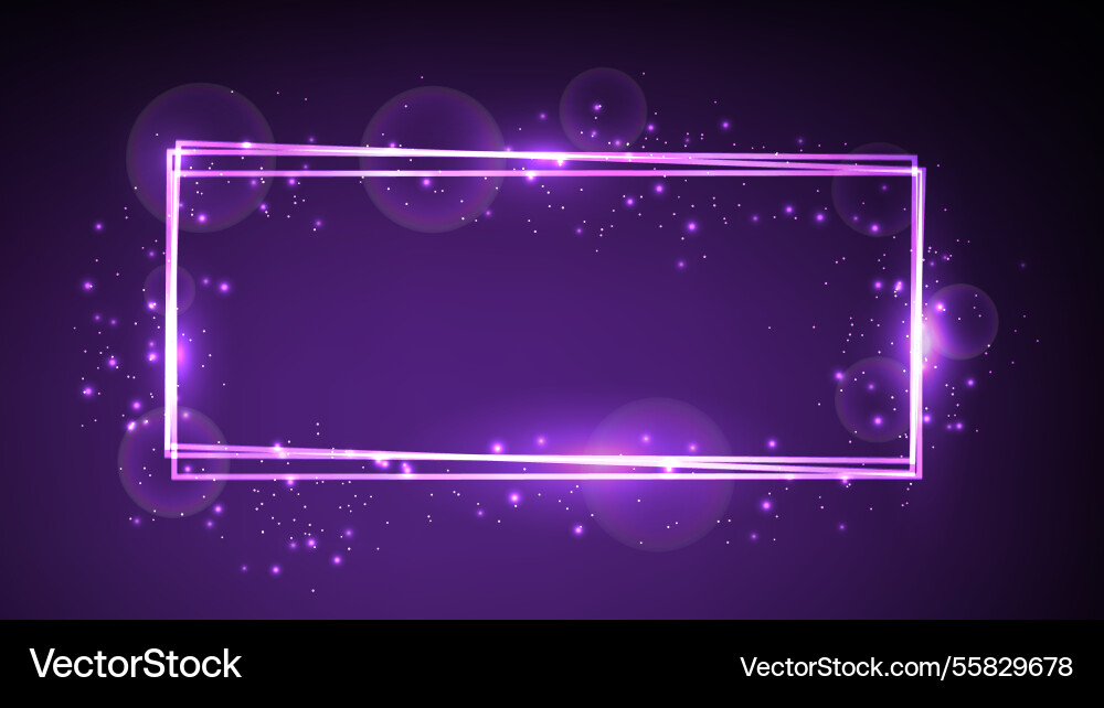 Neon rectangular frame with shining effects Neon rectangular frame with shining effects vector image