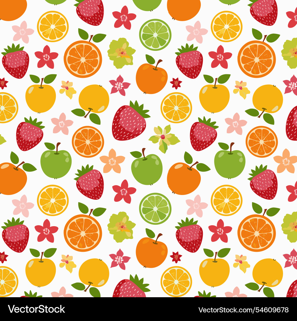 Seamless pattern with oranges strawberries Seamless pattern with oranges strawberries vector image