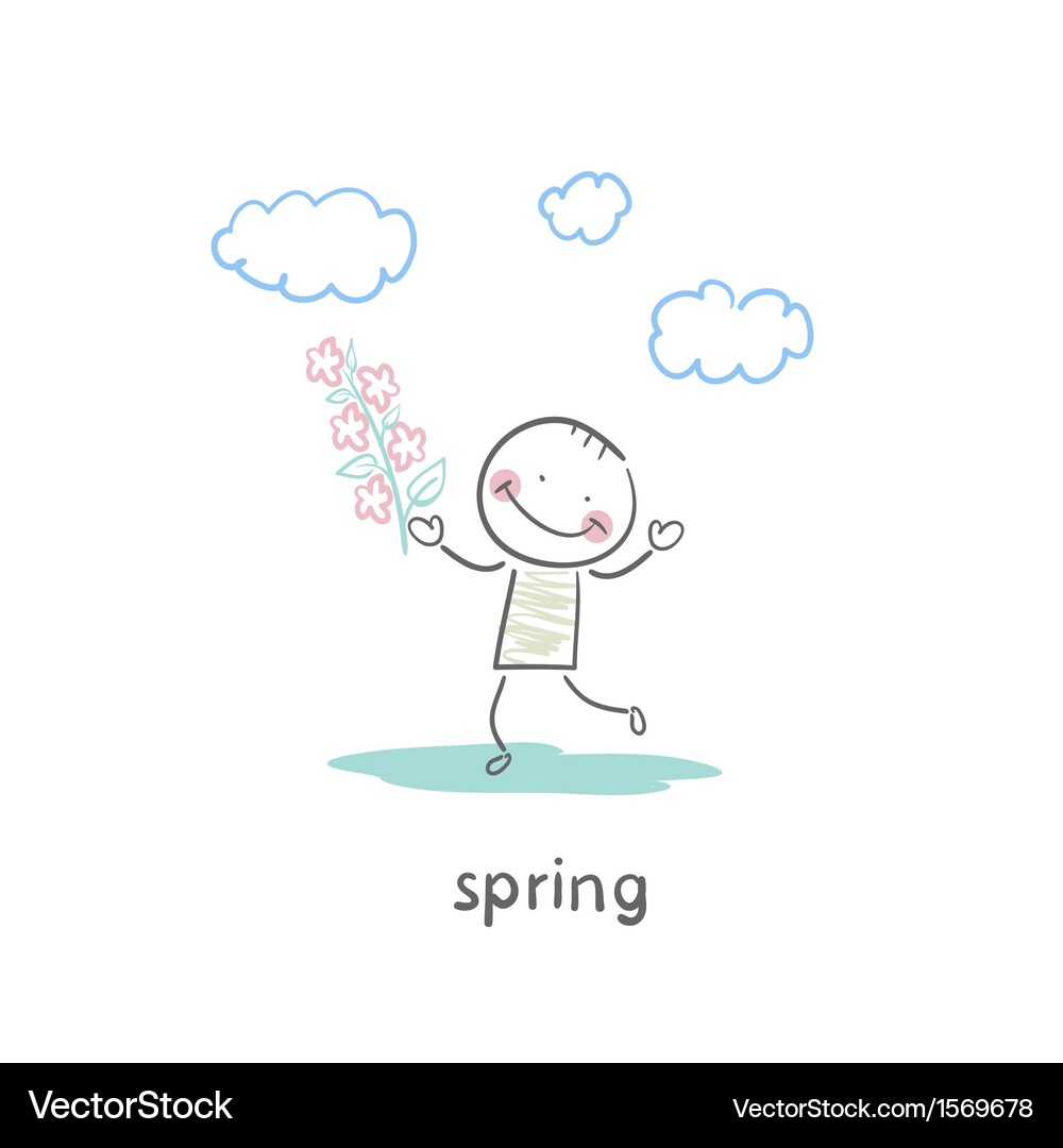 Spring Walk in Fields Vector Image