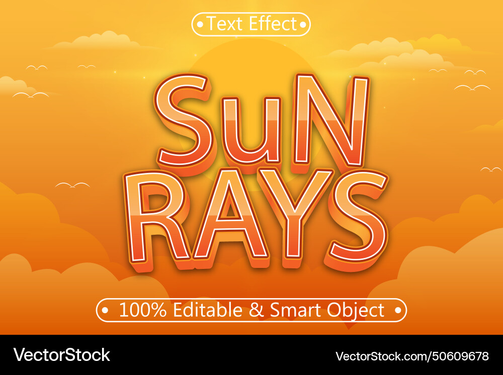 Sun rays editable text effect 3d emboss modern Sun rays editable text effect 3d emboss modern Vector Image