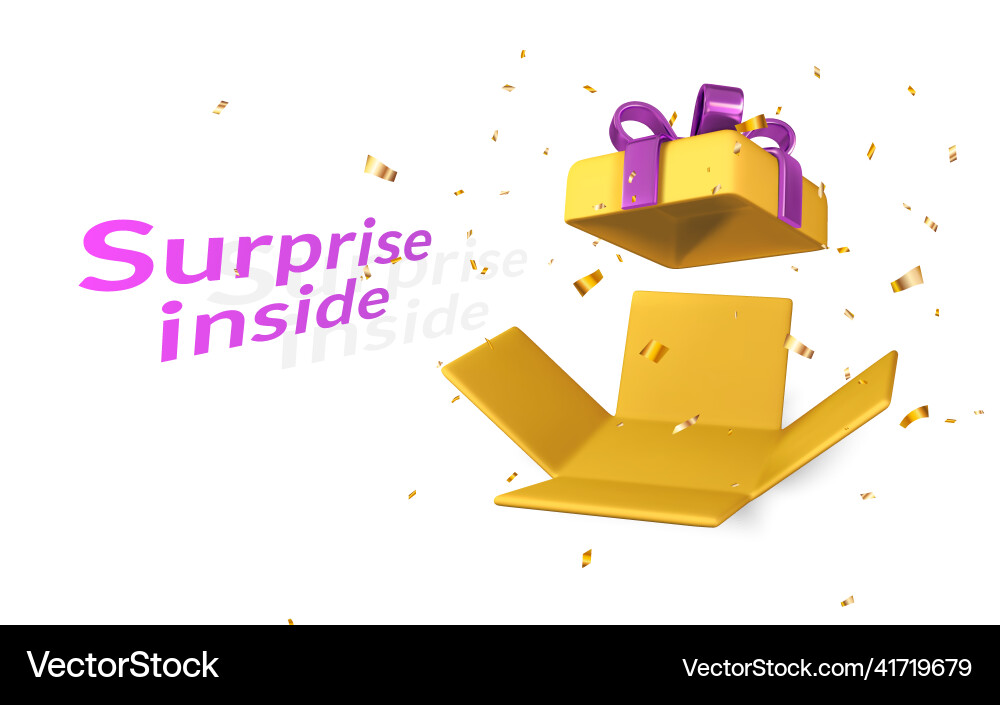 3d render and draw by mesh realistic open gift 3d render and draw by mesh realistic open gift vector image