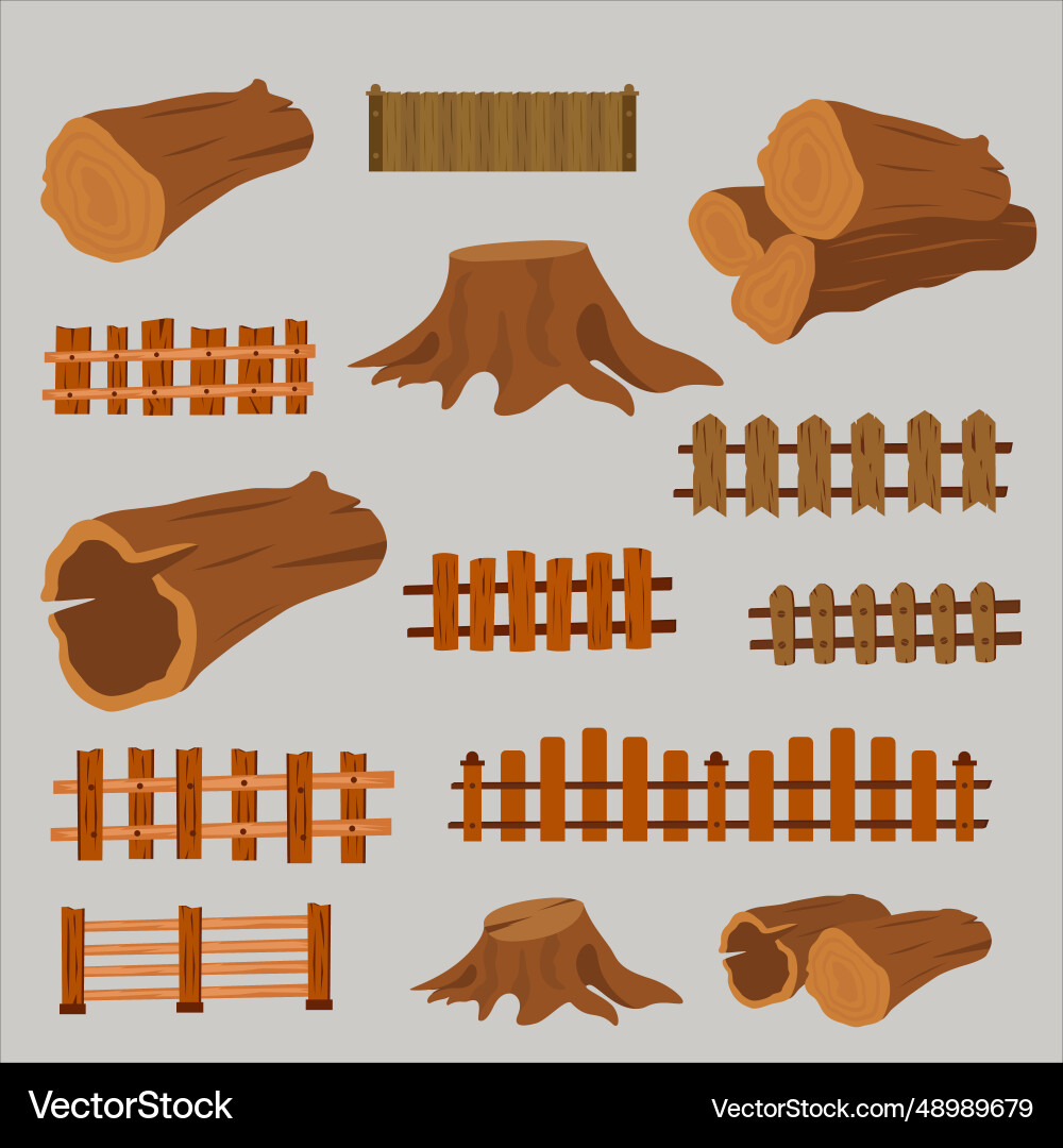Braune Holz und Zaun Cartoon Sammlung Braune Holz und Zaun Cartoon Sammlung vektorbild