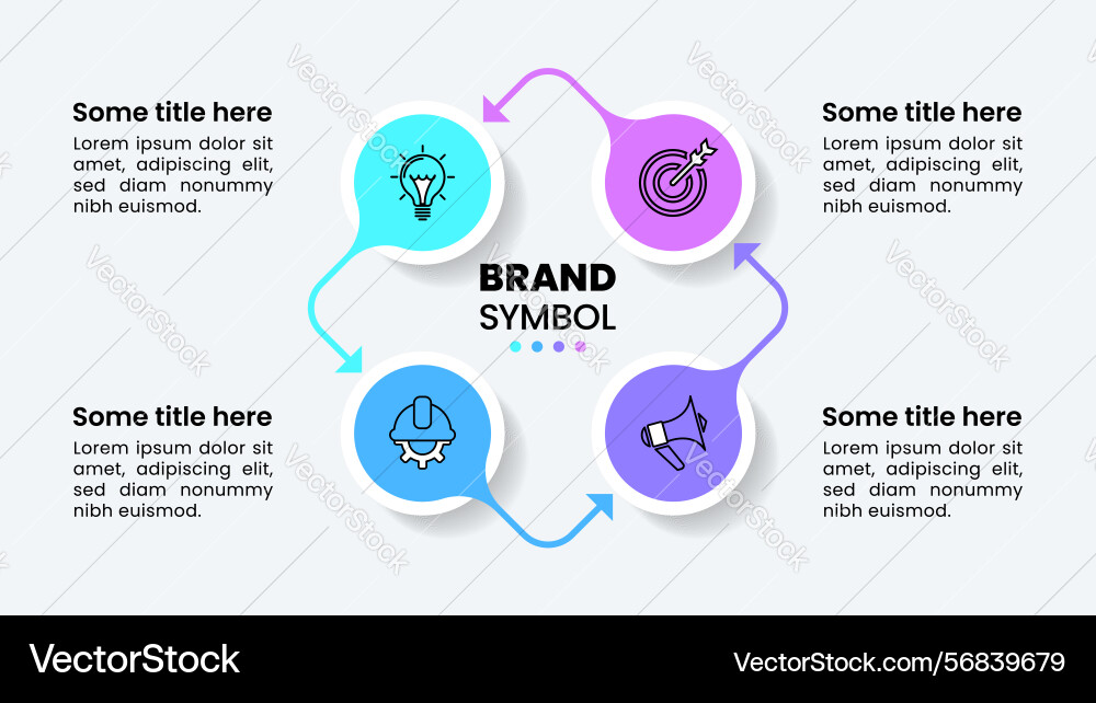 Infographic template loop with 4 steps and icons Infographic template loop with 4 steps and icons Vector Image