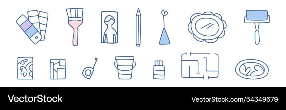 Interior design line object and elements Interior design line object and elements vector image