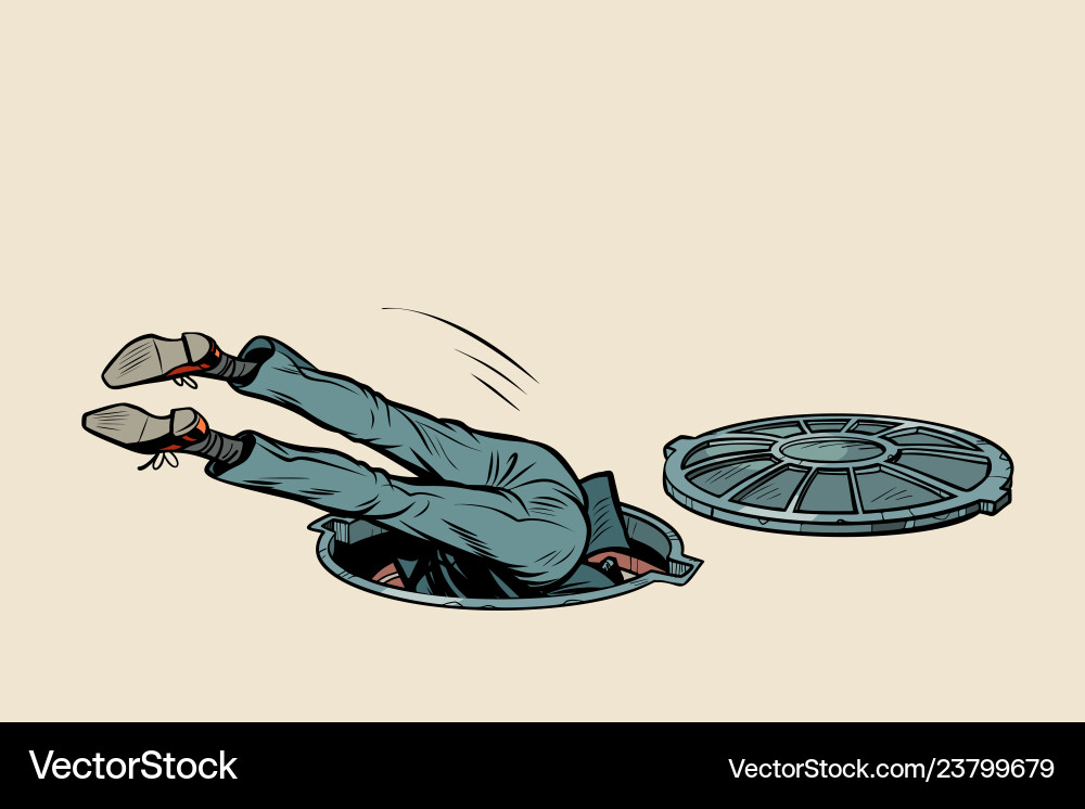 Man fell into a sewer manhole vector image