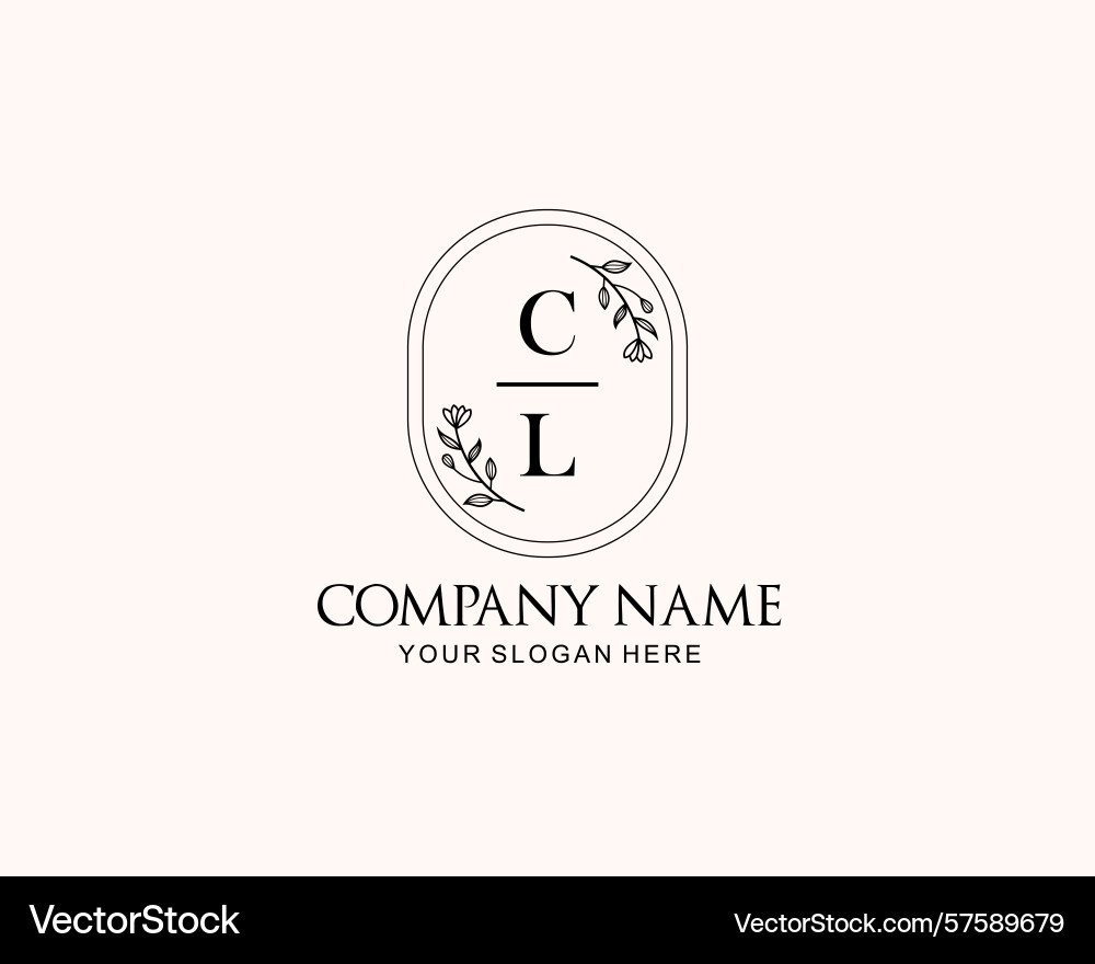 Minimalist cl monogram logos with botanical Minimalist cl monogram logos with botanical Vector Image