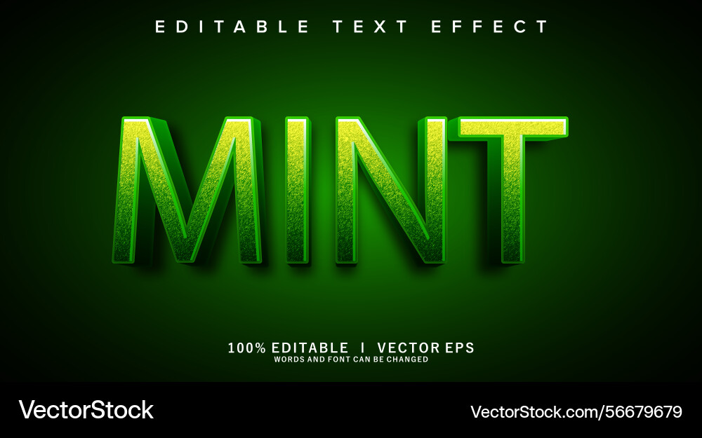 Mint text effect with modern style design Mint text effect with modern style design vector image