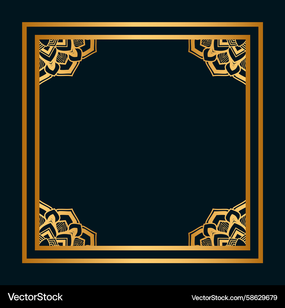 Rectangle golden certificate border pattern line Vector Image