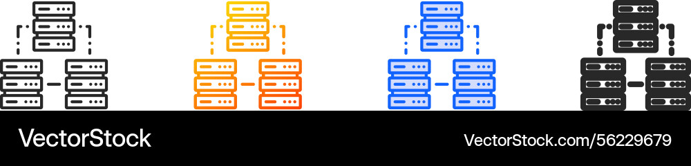 Servers iconthin linear gradient blue stroke Vector Image