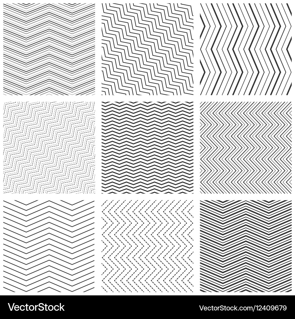 Zigzag Schwarz Muster Set vektorbild