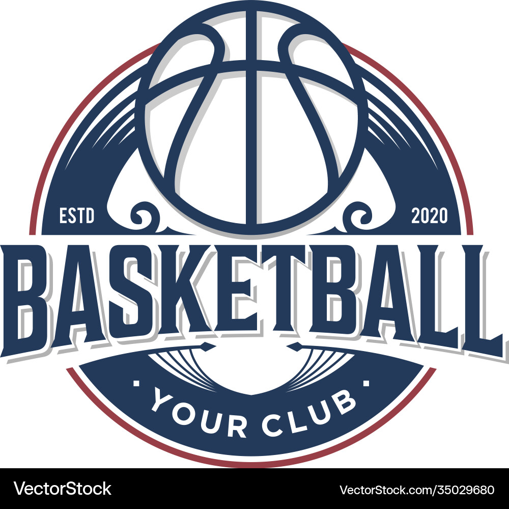 Basketball Vintage Logo Design Sportlabel Emblem Basketball Vintage Logo Design Sportlabel Emblem vektorbild