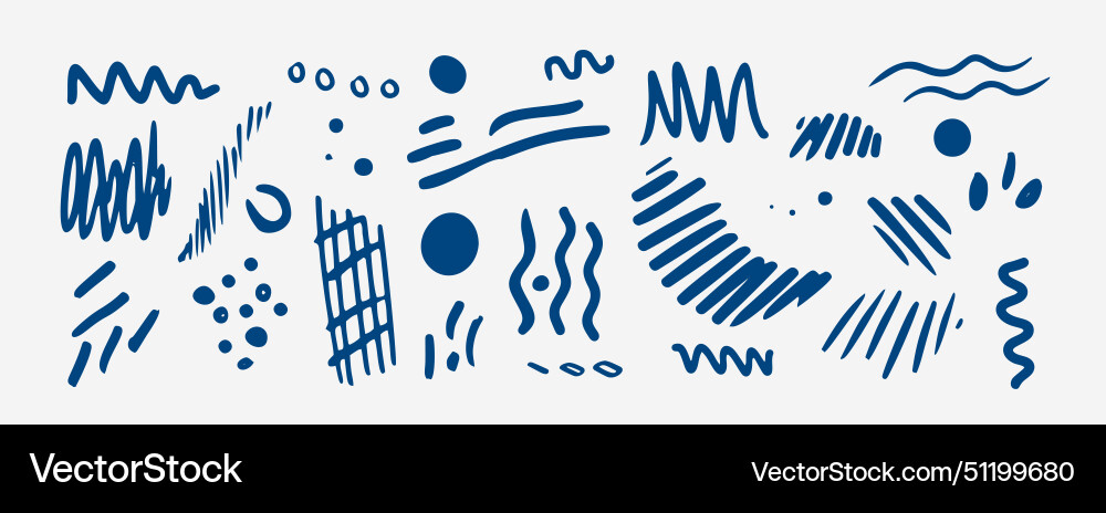 Collection of hand drawn scribble shape element Vector Image