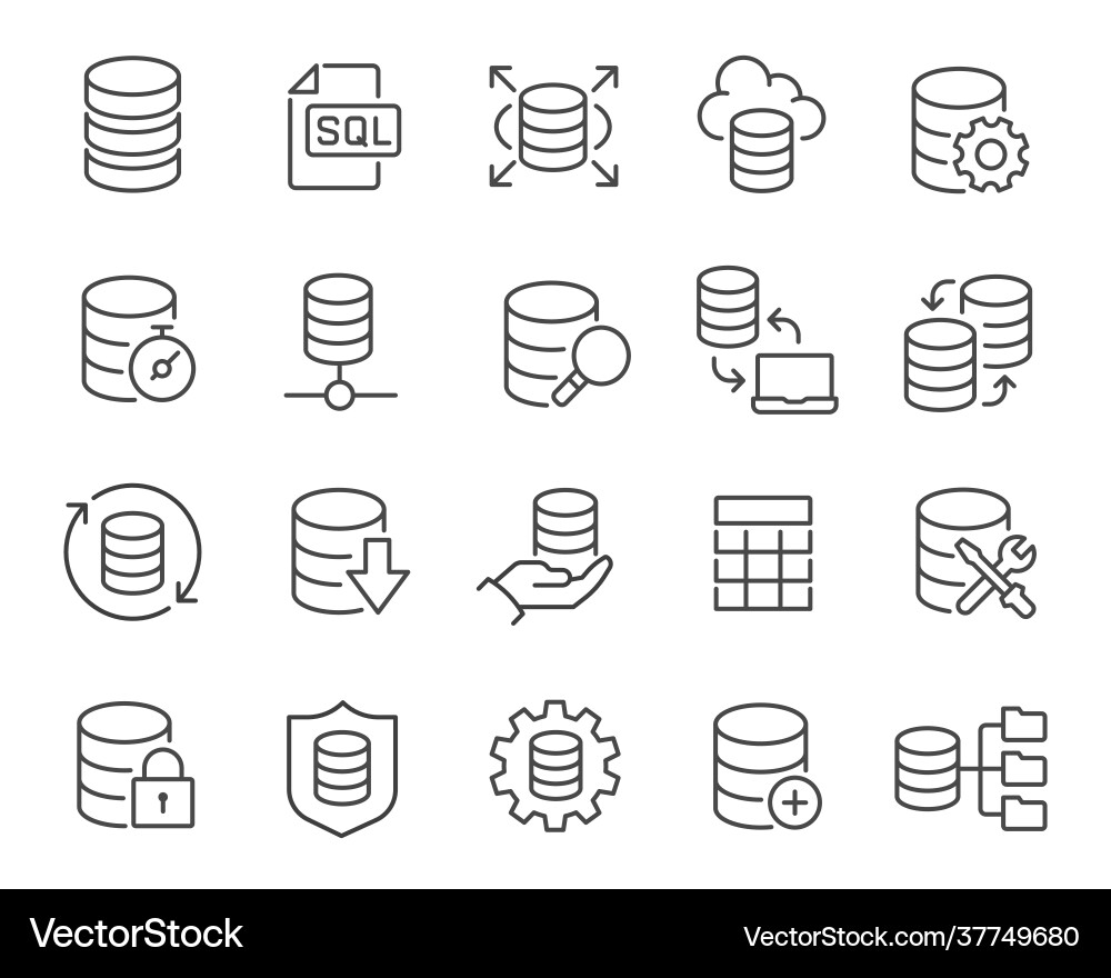 Database Icon Set - Editable Stroke vector image