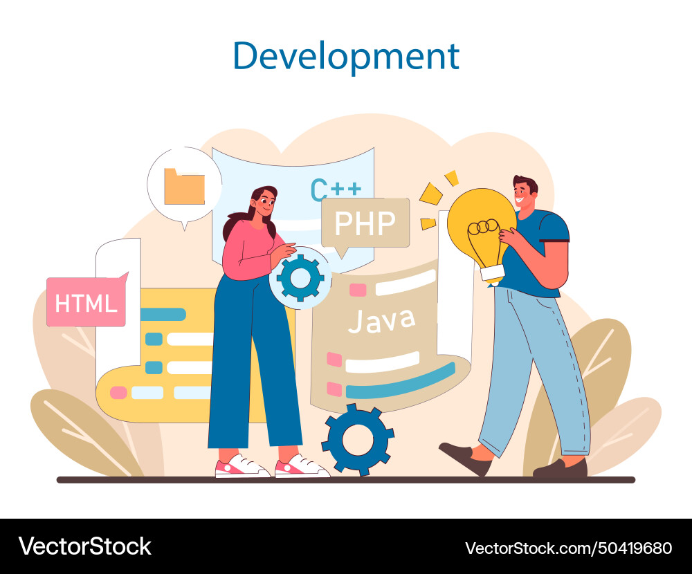 Development stage in it project management vector image