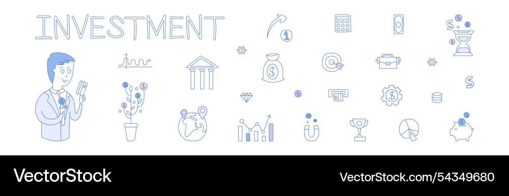 Investment line object and elements set Investment line object and elements set vector image