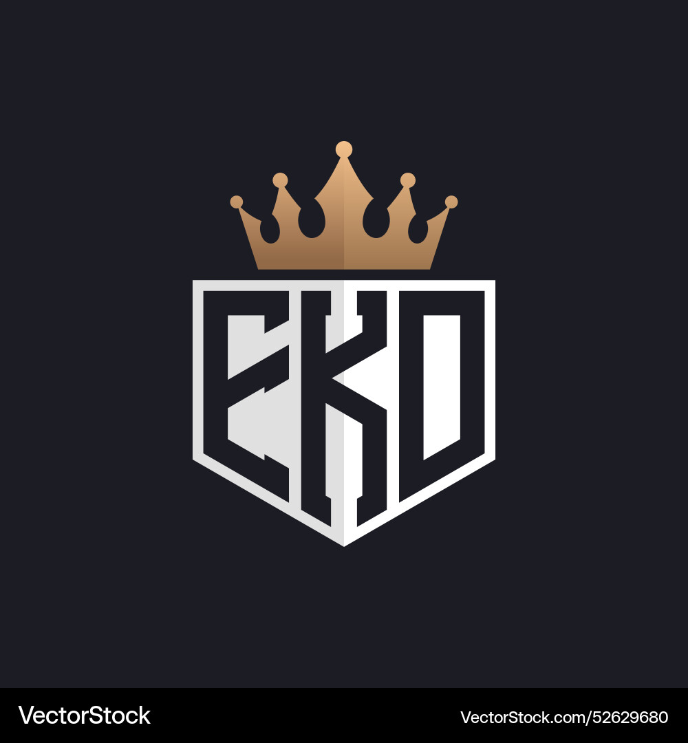 Luxury ekd logo with crown elegant initials Luxury ekd logo with crown elegant initials Vector Image