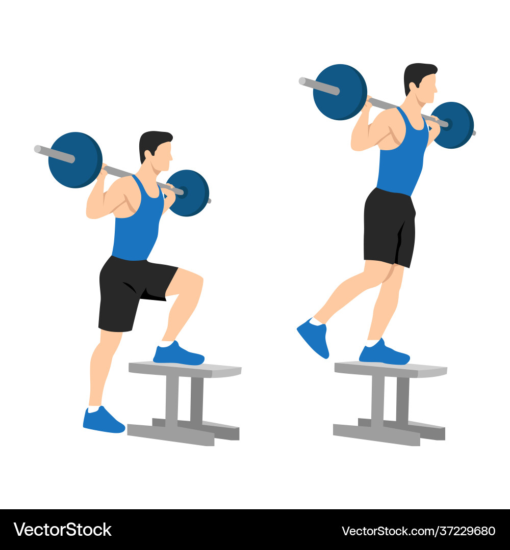 Man Performing Step-Up Exercise vector image