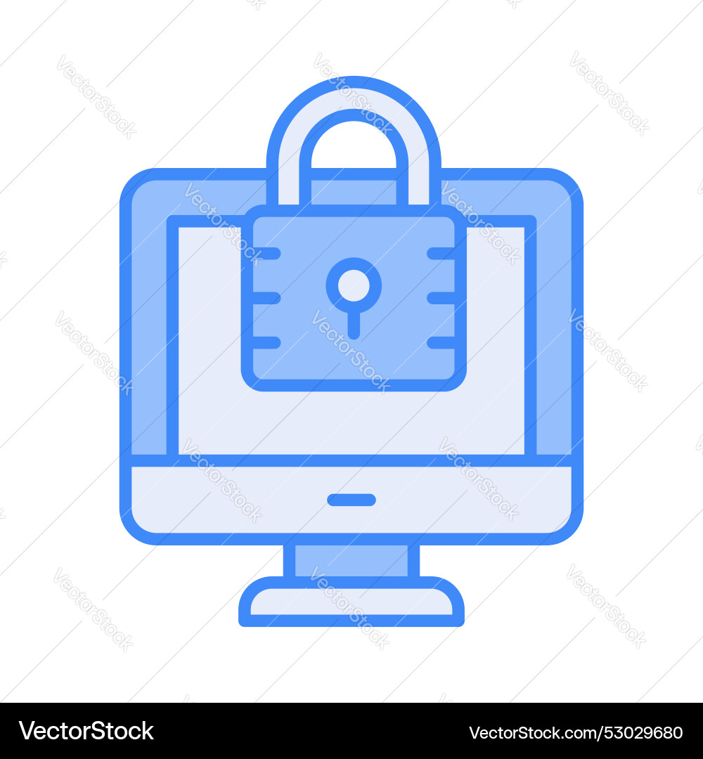 Padlock with monitor showing concept of secure vector image