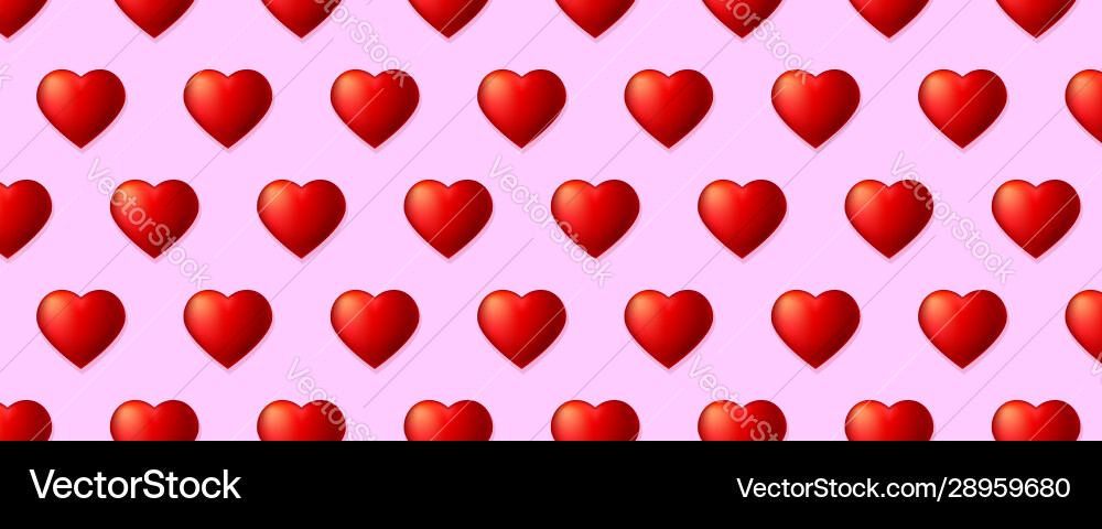 Seamless pattern with volume red hearts isolated Seamless pattern with volume red hearts isolated vector image