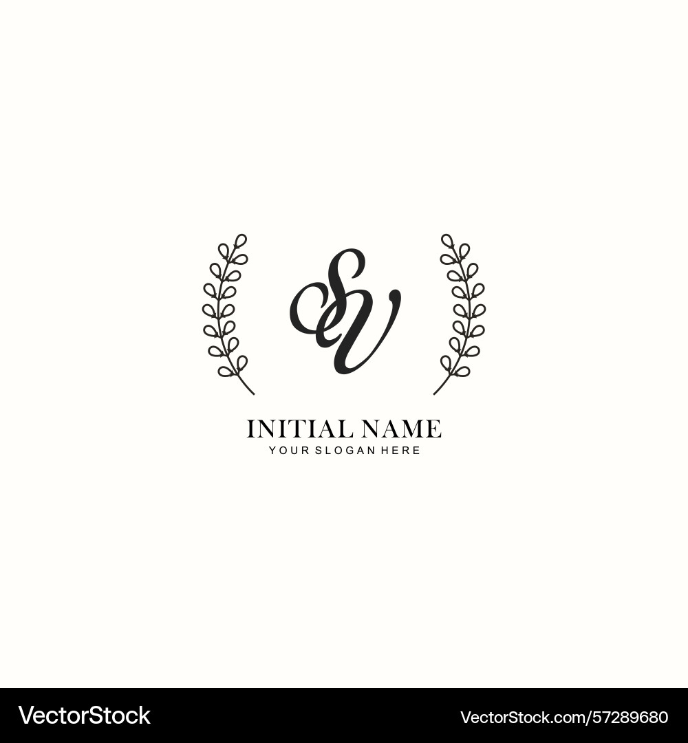 Sv initial logo templates with botanical elements Vector Image