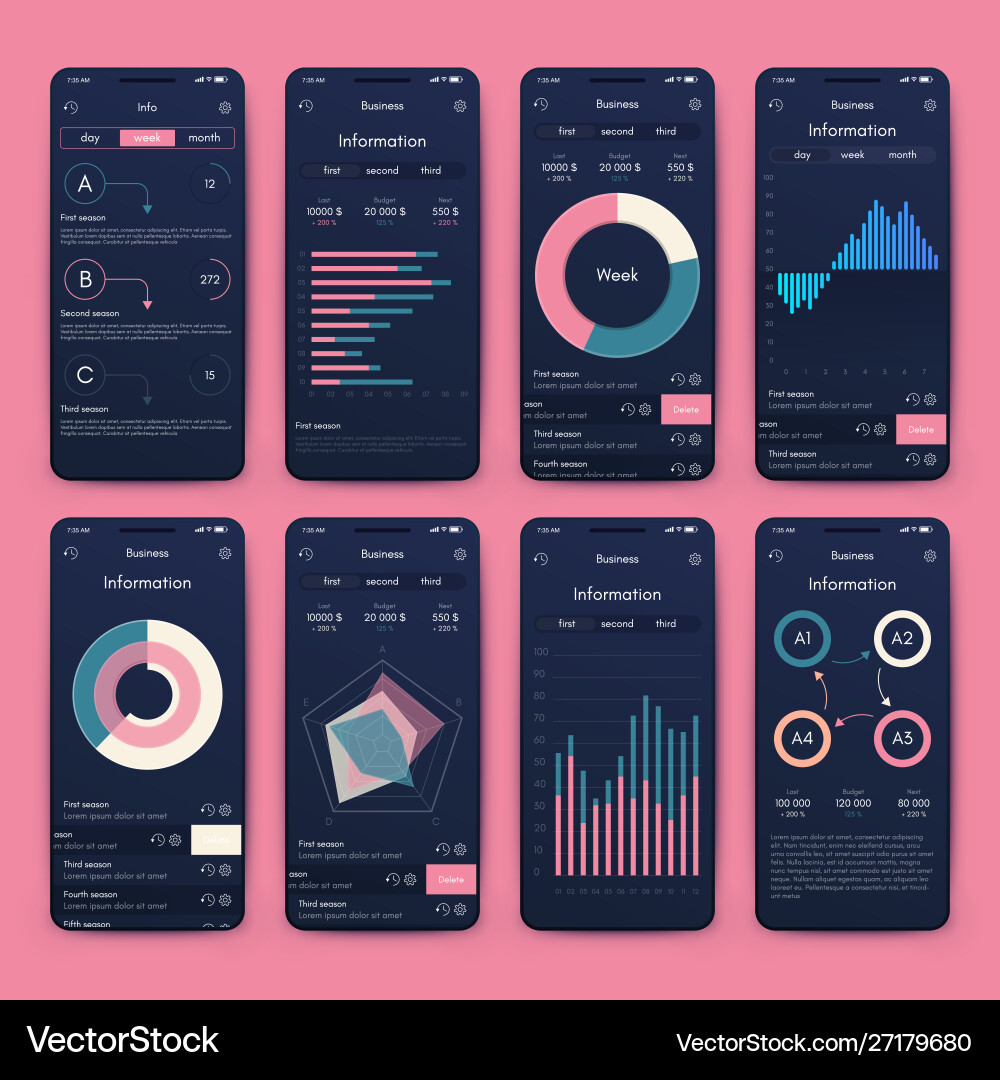 Verschiedene ui ux gui-Bildschirme und flache Web-Symbole Verschiedene ui ux gui-Bildschirme und flache Web-Symbole vektorbild