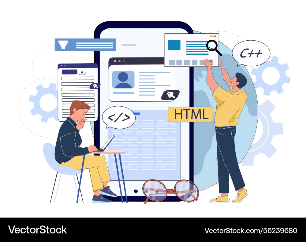 Web development teamwork concept Web development teamwork concept Vector Image
