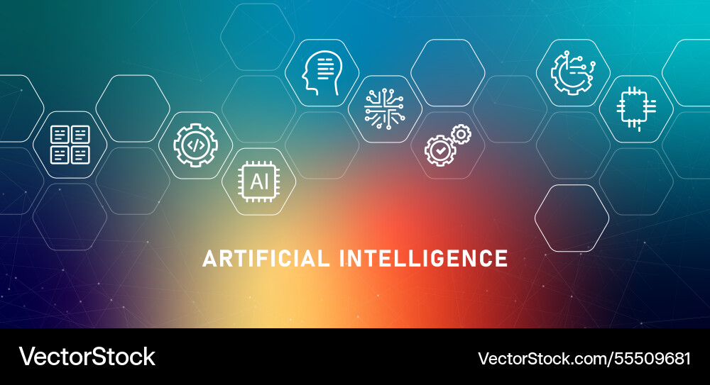 Ai artificial intelligence gradient header concept Ai artificial intelligence gradient header concept vector image
