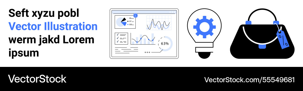 Data analytics dashboard lightbulb with gear Data analytics dashboard lightbulb with gear vector image