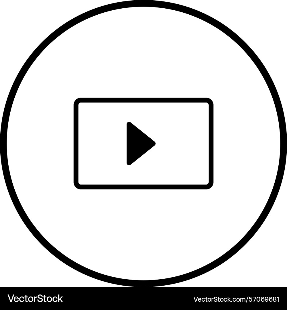 Minimalist play button icon inside circle Minimalist play button icon inside circle Vector Image