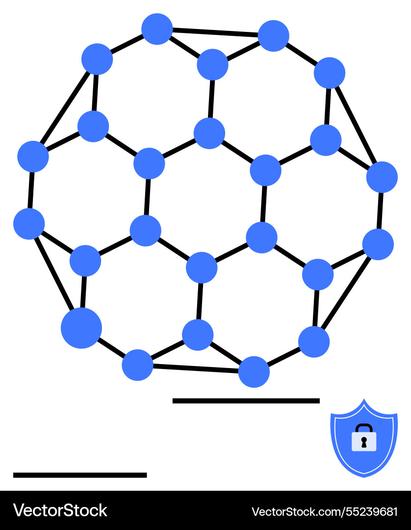 Molecular network structure with security shield Molecular network structure with security shield vector image