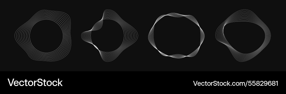 Set of round curved frames with dynamic wavy Set of round curved frames with dynamic wavy vector image
