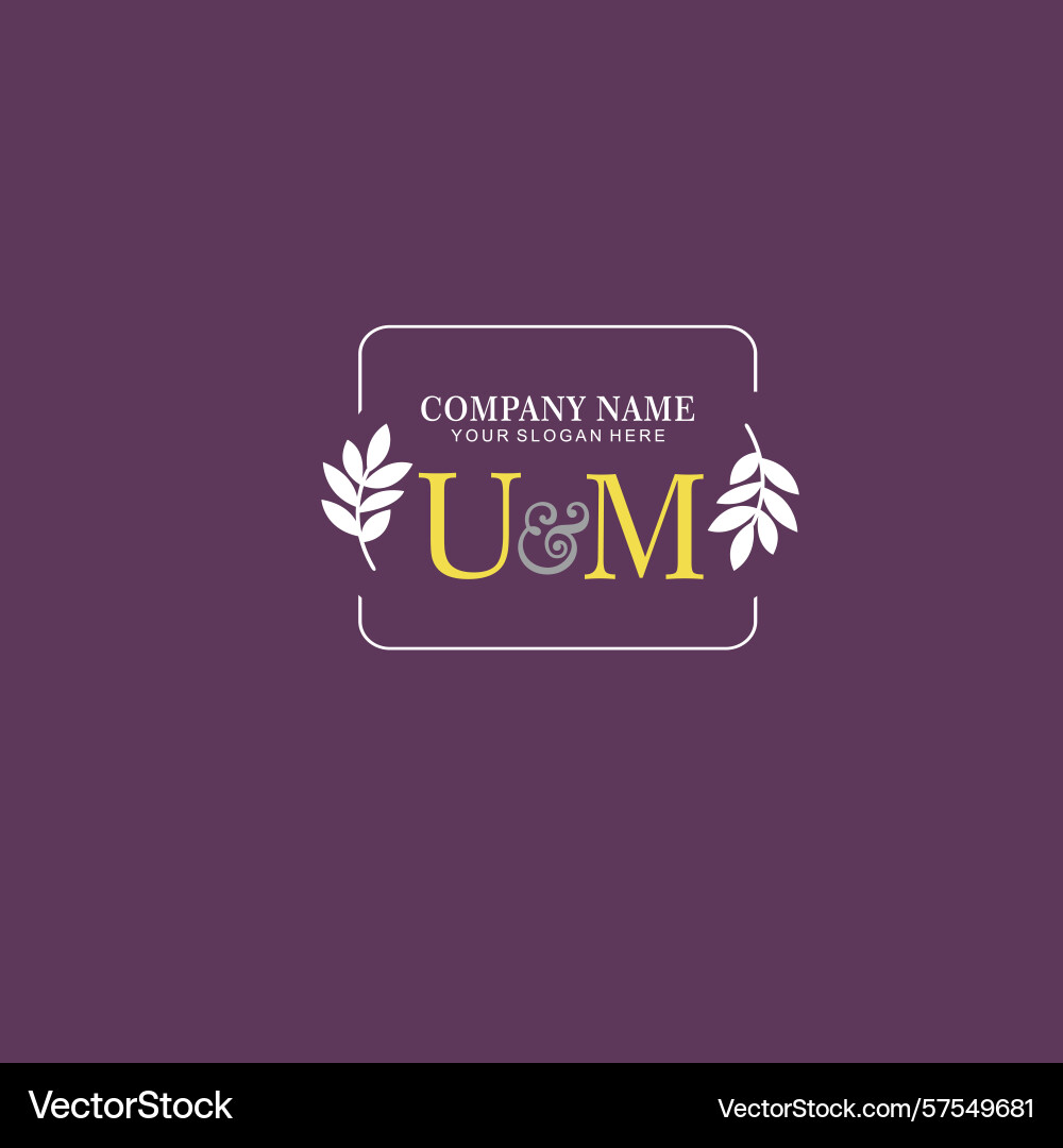 Um initial logo with botanical circle design Um initial logo with botanical circle design Vector Image
