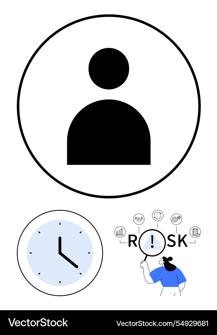 User icon clock and risk analysis Royalty Free Vector Image