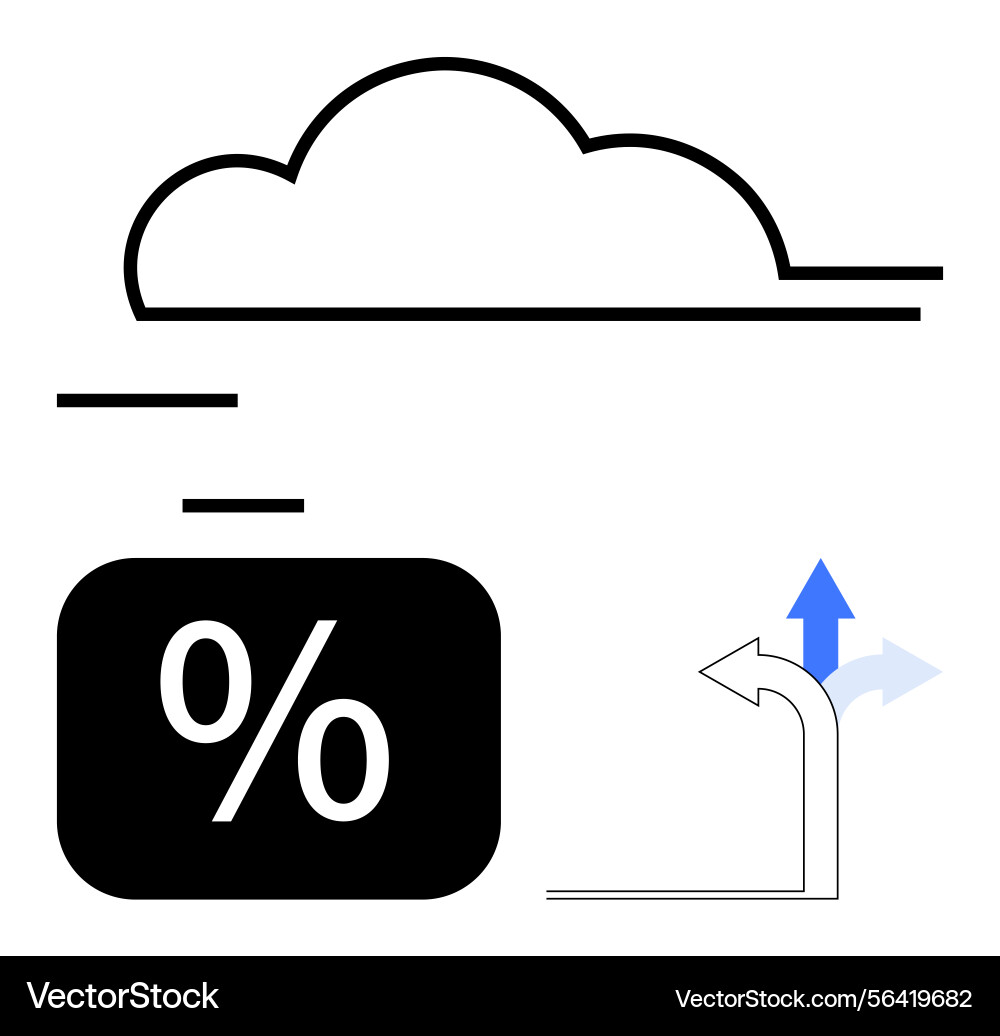 Cloud computing with data flow percent analytics Cloud computing with data flow percent analytics vector image