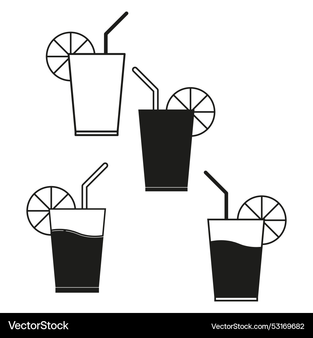 Drink with straw citrus slice garnish refreshing Drink with straw citrus slice garnish refreshing Vector Image
