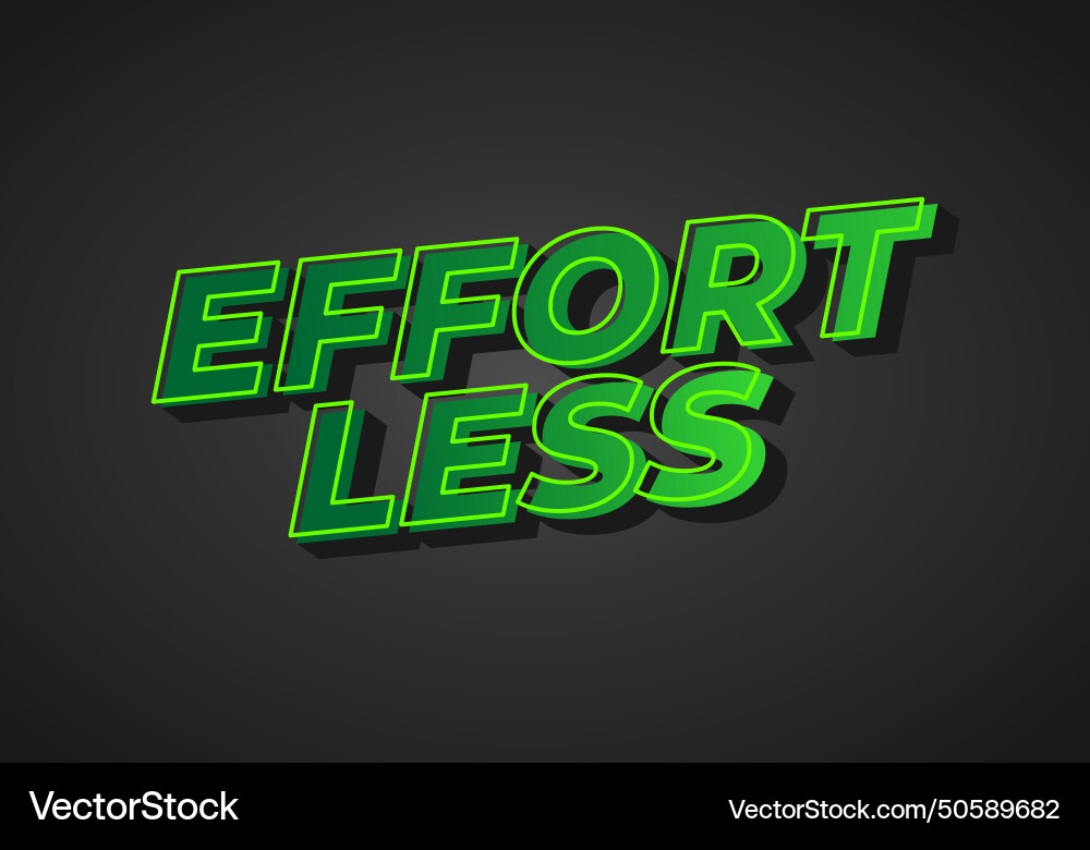 Effortless text effect in 3d look with eye Effortless text effect in 3d look with eye vector image