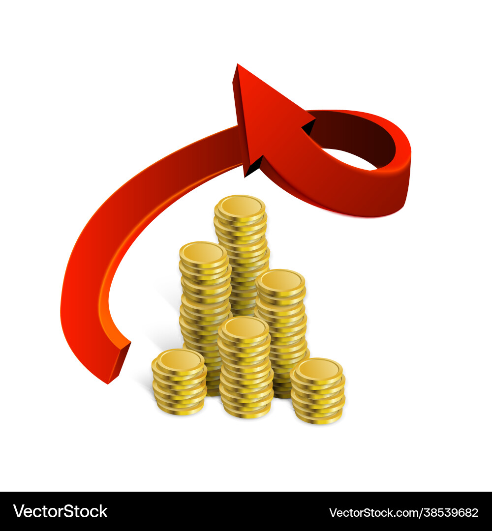 Financial growth 3d red arrow stacked Financial growth 3d red arrow stacked vector image