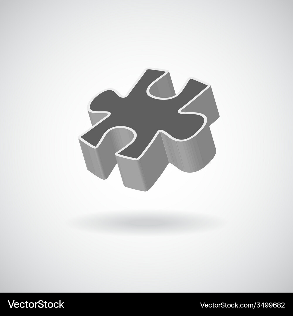 Glossy puzzle web icon design element grey Vector Image