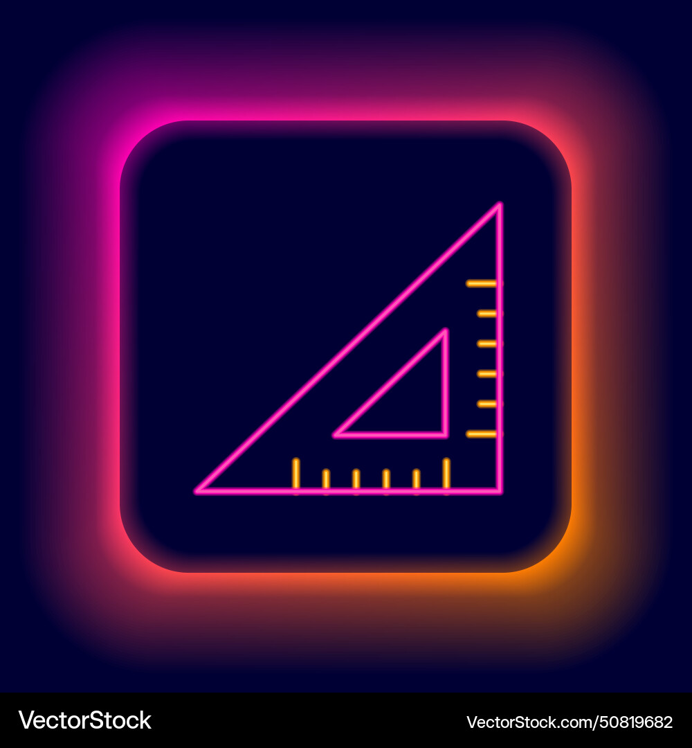 Glowing neon line triangular ruler icon isolated Vector Image