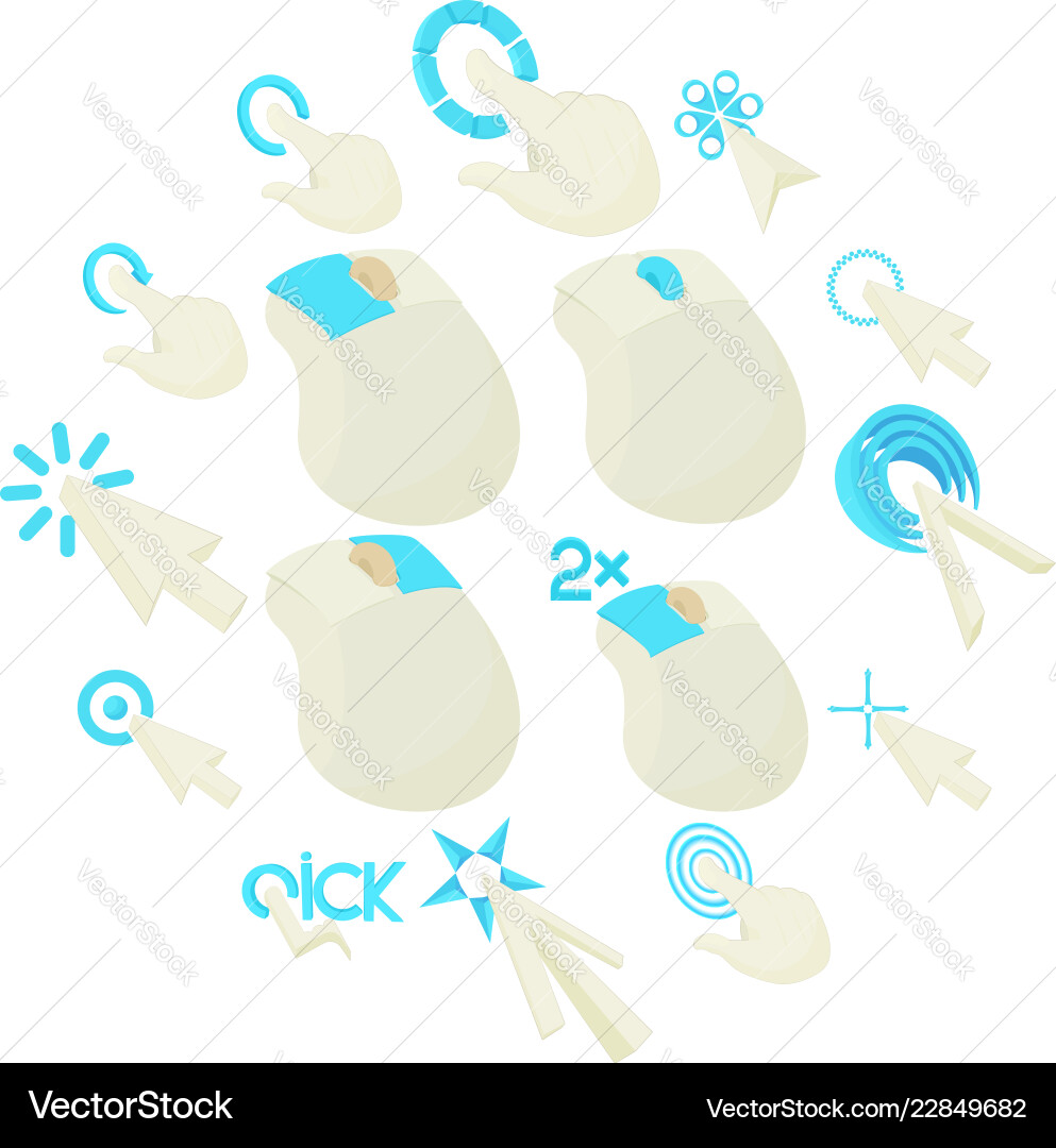 Mouse pointer icons set cartoon style Mouse pointer icons set cartoon style vector image