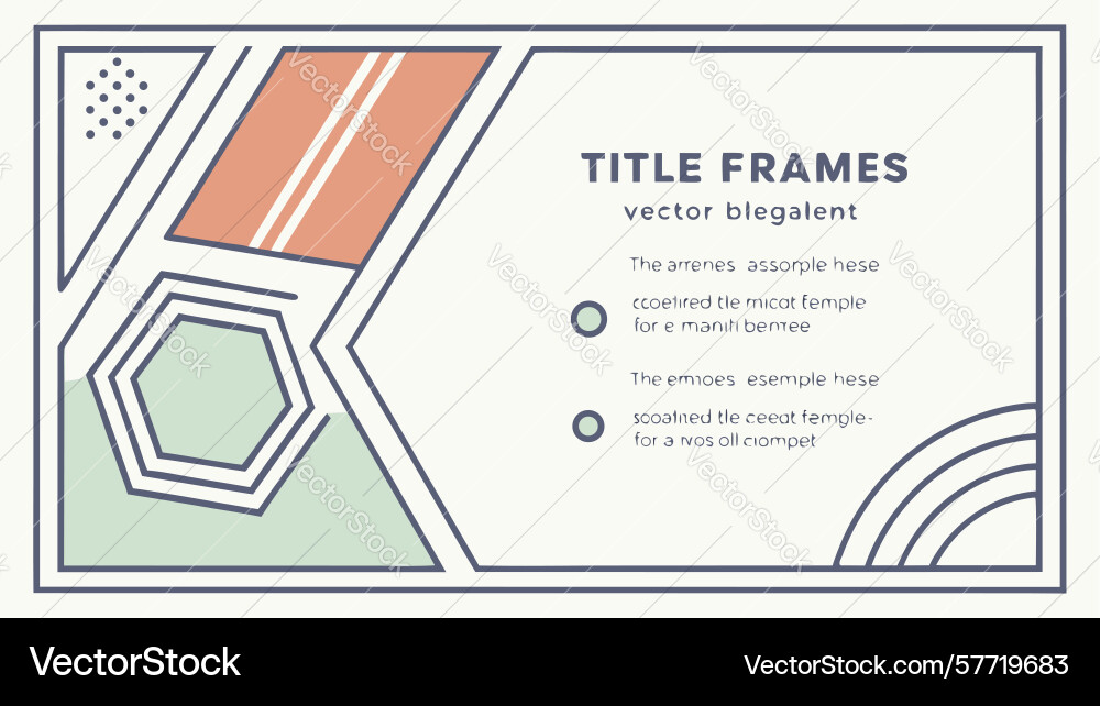 Elegant geometric pattern title frames set design vector image