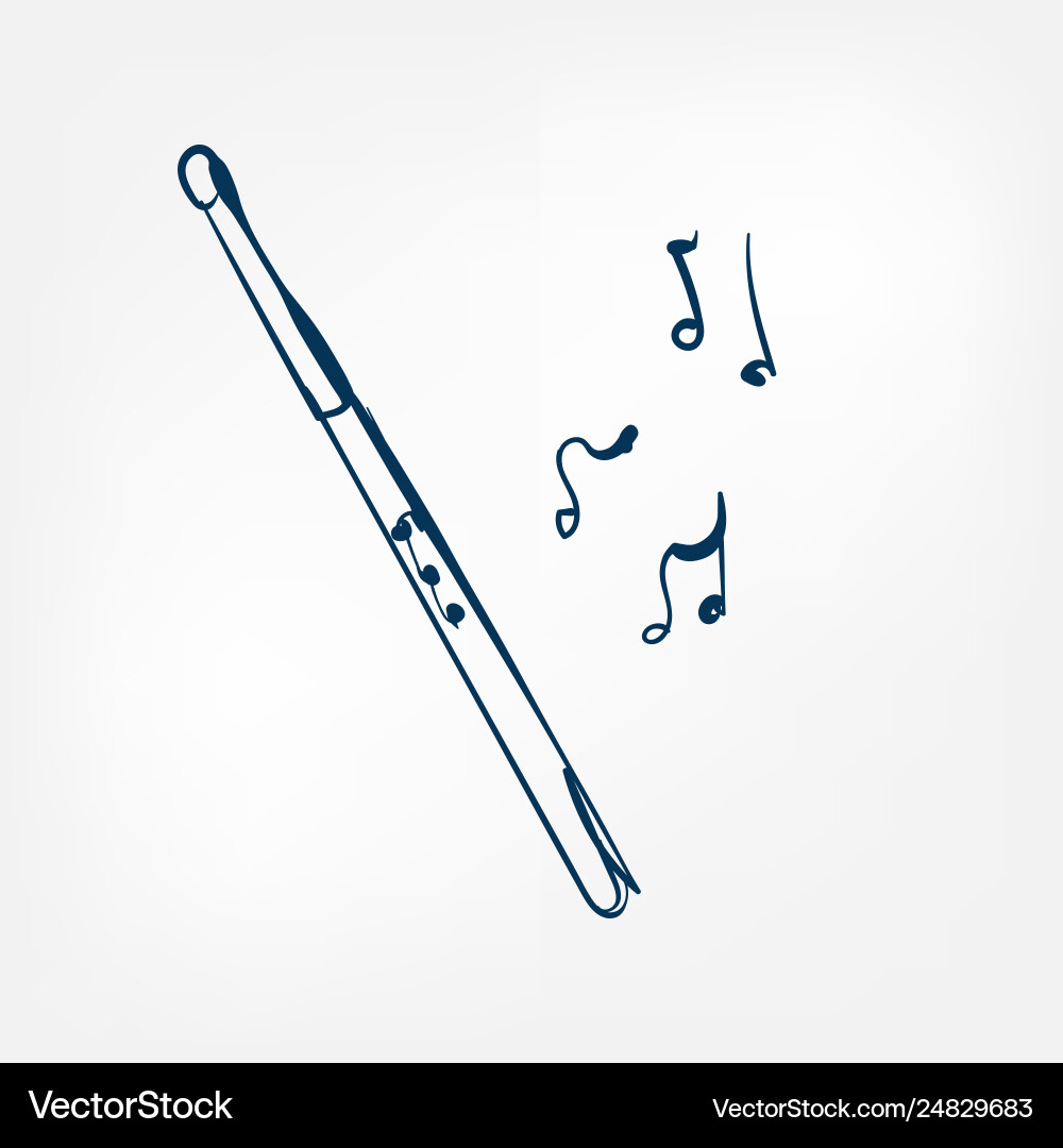 Flute Sketch - Isolated Element Vector Image