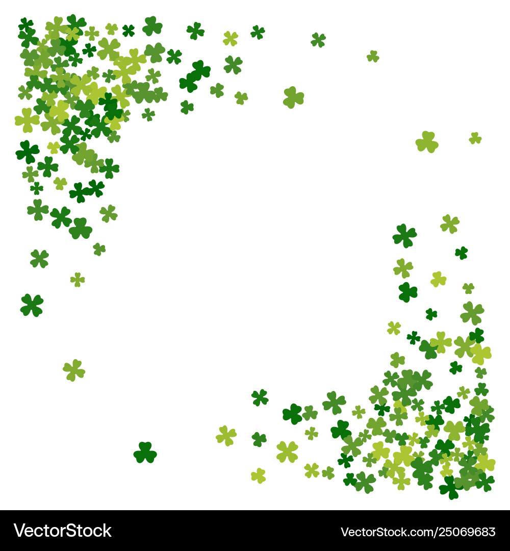 Frame or border random scatter clover leaves Frame or border random scatter clover leaves vector image